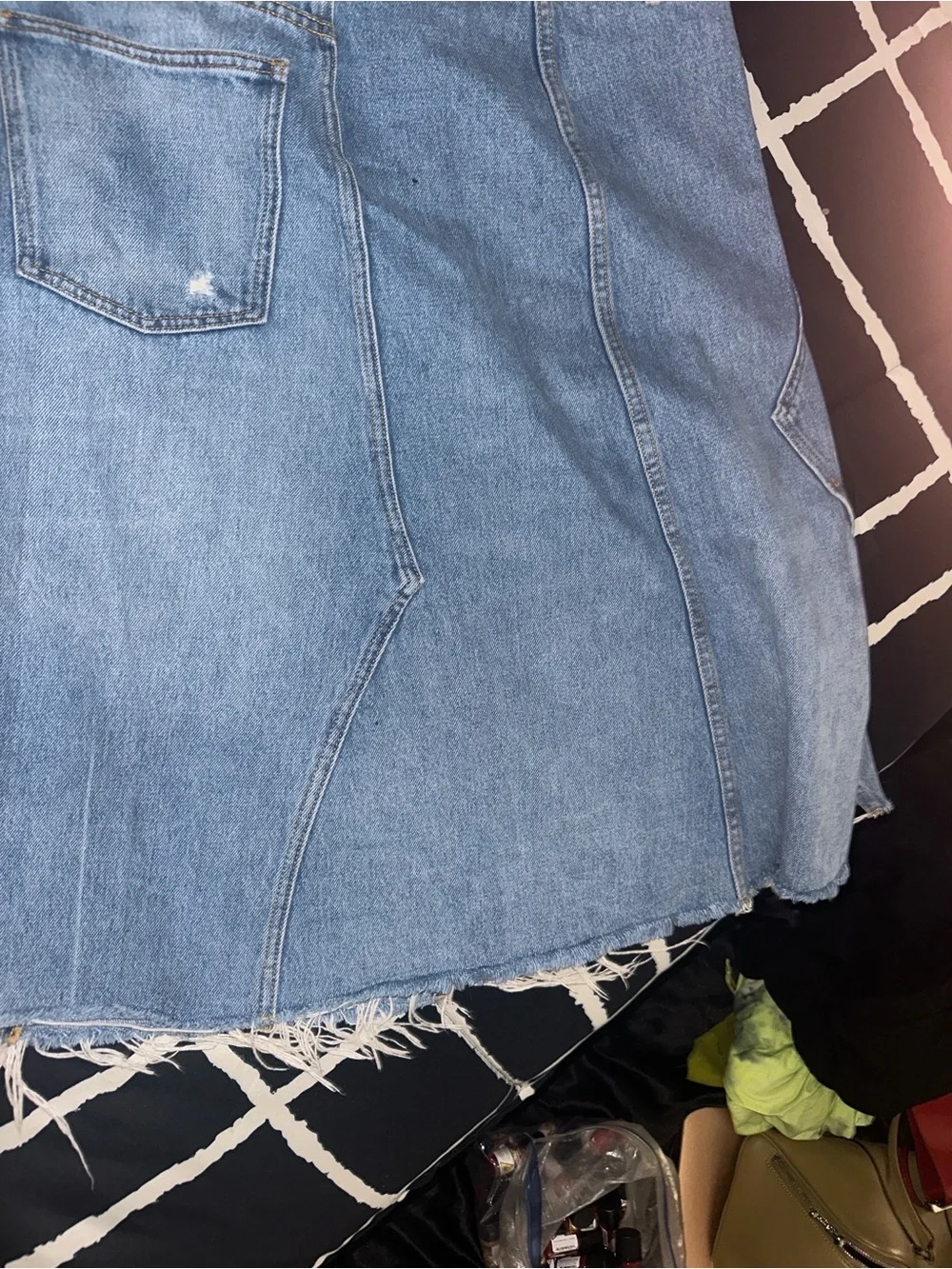 Tory Burch Light Blue Denim Skirt with Contrast Stitching
